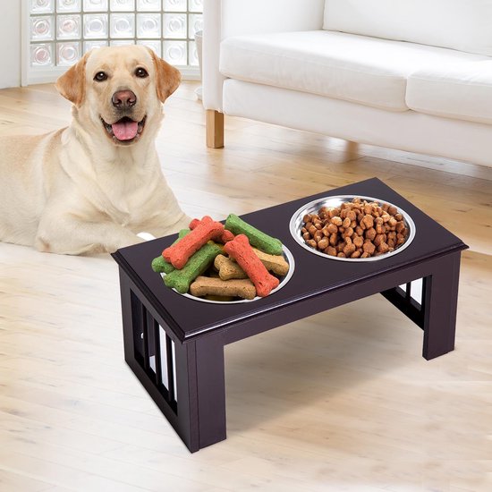 Flamingo Ligna voerbak voor honden, 480 ml, roestvrij staal, voederbak voor dieren, voerbak van roestvrij staal voor honden en katten, 13 x 5 cm, vaatwasmachinebestendig