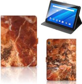 Tablet Cover Lenovo Tab E10 Cover met Magneetsluiting Super als Cadeau voor Mannen Marmer Bruin