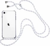 Telefoonhoesje met koord iPhone 7 / 8 / SE (2020) – Wit - Inclusief Microfiber Doekje - Telefoonkoord – Telefoonhoes – Backcover met Koord – Telefoon Koord – Telefoonketting – Tele
