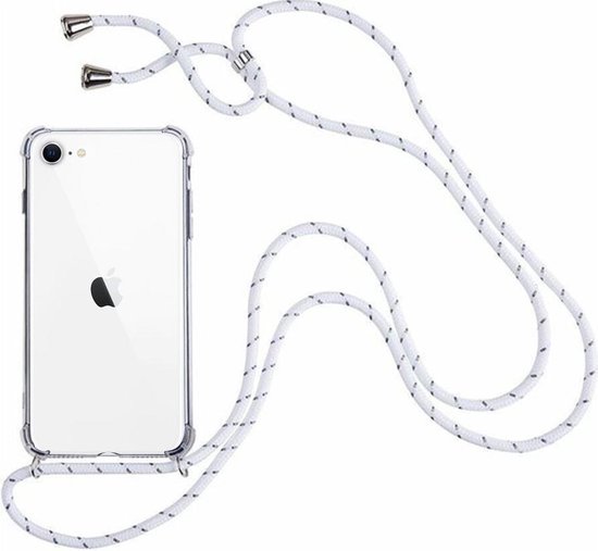 Kruis aan Verschuiving Meedogenloos Telefoonhoesje met koord iPhone 7 / 8 / SE (2020) – Wit - Inclusief  Microfiber Doekje... | bol.com