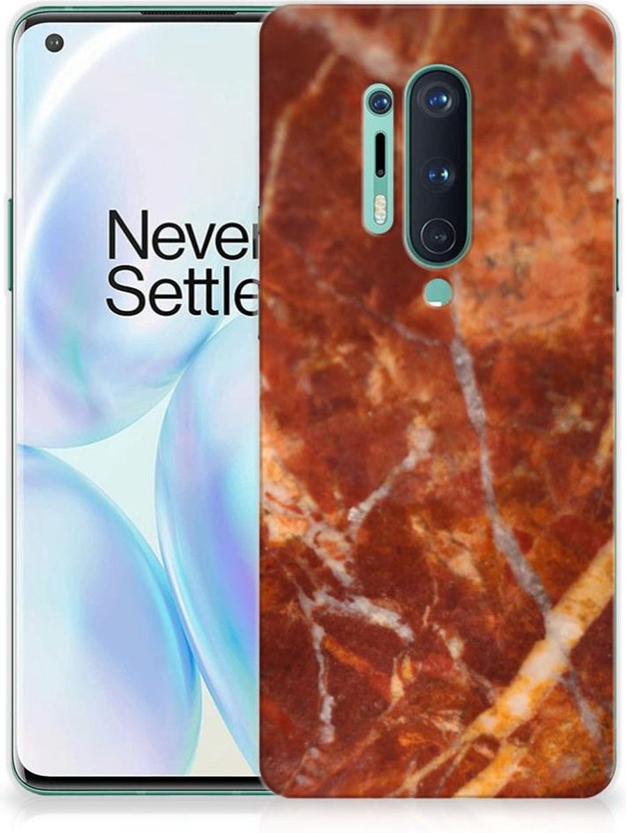 OnePlus 8 Pro TPU Siliconen Hoesje Marmer Bruin