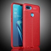 Oppo A12 Hoesje met Kunstleer Coating Rood