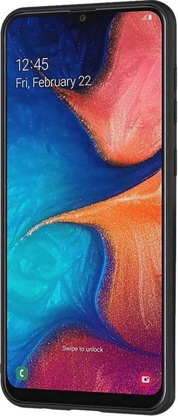 Coque de téléphone noire autour d'un téléphone Samsung avec un écran coloré.