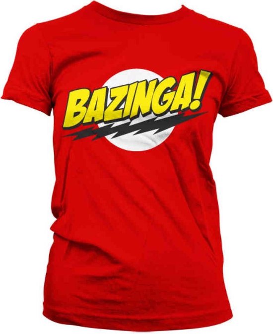 The Big Bang Theory Dames Tshirt -L- Bazinga Super Logo Rood