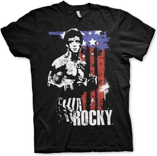 Rocky Heren Tshirt -2XL- American Flag Zwart