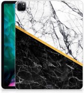 Hoes iPad Pro 12.9 (2020) | iPad Pro 12.9 (2021) Cover Case Marble White Black met transparant zijkanten