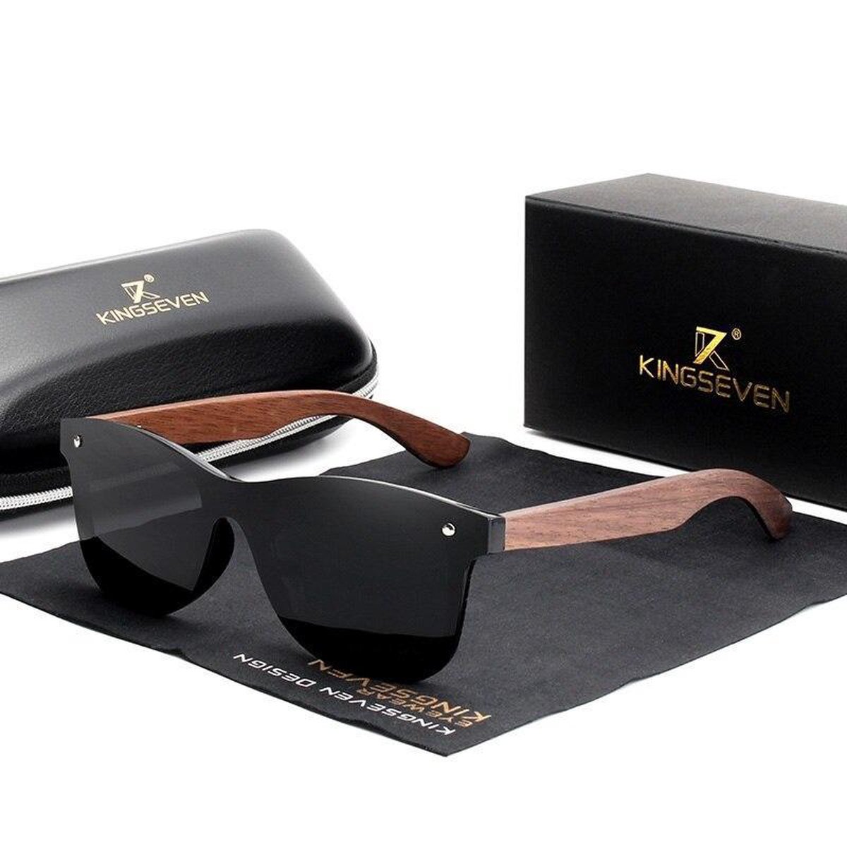 KingSeven - Black Oculos Bamboo UV400 en Polarisatie Filter