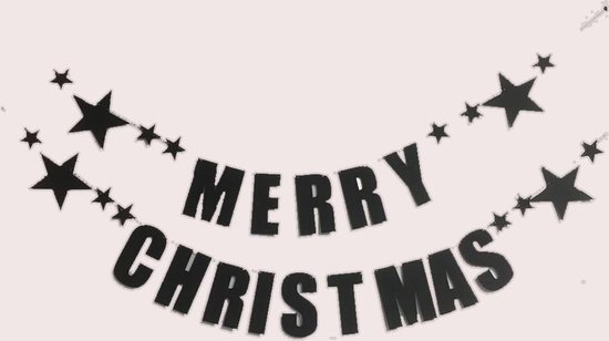 Kerstslinger Merry Christmas - Zwart - Zwarte sterren - DIY | bol.com