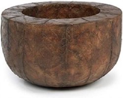 ZoeZo Design - grote plantenbak - overpot - bloempot - van 100% natuurlijke materialen - leerlook - stoer - sober - robuust - donker bruin - H 30 x Ø 50 cm