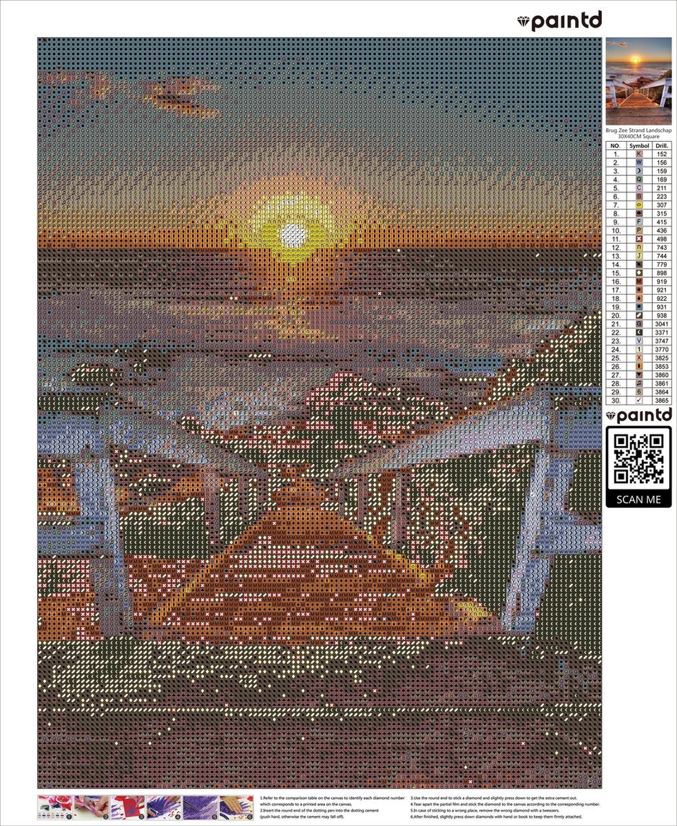 Paintd Diamond Painting Volwassenen Kinderen - Brug Zee Strand Landschap - 30x40 - Vierkante steentje — afbeelding 4