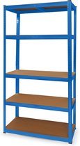 LifeGoods Stellingkast - 5 Legplanken - 175kg per Plank - 90x40x180 cm - Metaal / MDF - Blauw