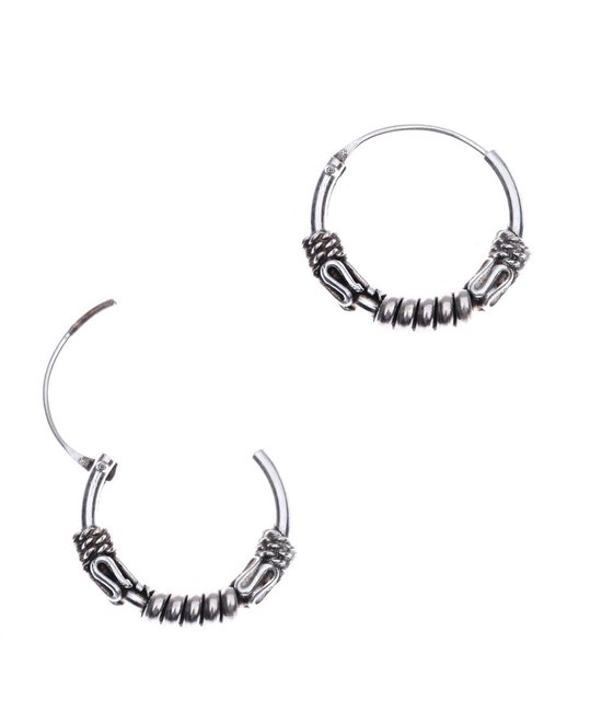 WeLoveSilver "Boucles d'oreilles en argent, cerceau Bali 16 mm avec pendules, spirales, torsades" argent sterling 925