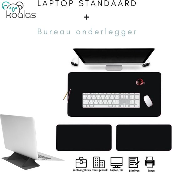 Bureau onderlegger & Laptop Standaard - leer bureaumat - Muismat- Kantoor... bol.com