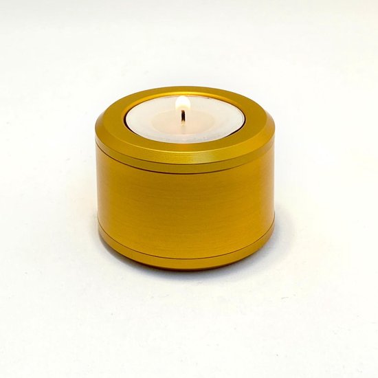 Halo mini-urn/ waxinelichthouder voor kaars en symbolische hoeveelheid as - 4,2 cm hoog - Gold Matte