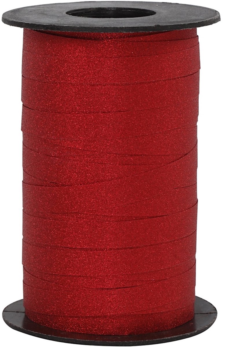Creativ Company Cadeaulint b: 10 mm rood glitter 100m
