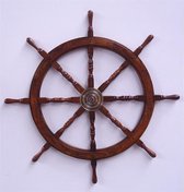 Wanddecoratie scheepsroer - Houten Stuurwiel schip - Houten roer van een oud schip - diameter 104 centimeter