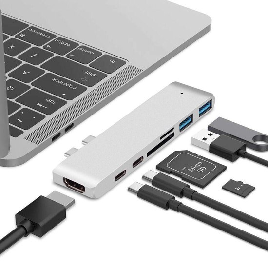 MacBook Pro Dock X met HDMI 4K, USB 3.0, USB-C, SD kaartlezers - Docking Station - Silver