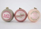 ZoeZo Design - Houten Kerstbal - (decoratie-bal), alternatieve kerstversiering - set van 3 kerstballen - Pastels - hout - Ø 8 cm - mint - zachtgeel - oudroze -