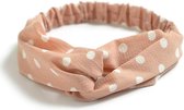 Haarband dames - Roze met witte stippen