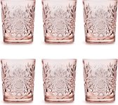 Libbey Verre à boire Hobstar Coral Pink - 355 ml / 35,5 cl - 6 pièces - Design vintage - Va au lave-vaisselle - Haute qualité