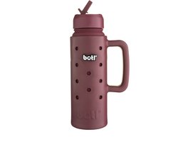 Drinkfles EcoBotl - 700ml Epic Jug - Dark Cherry - Bordeauxrood - Waterfles - Schoolbeker - Stijlvol - Milieubewust - Duurzaam - met rietje en sportdop