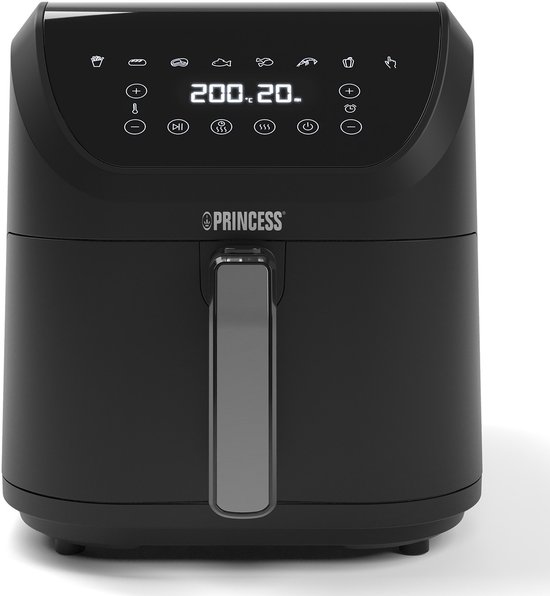 Princess Digitale Airfryer XXL 182256 - SlimFry Airfryer - Slank ontwerp - 8 liter - PFAS vrij - Heteluchtfriteuse - Digital Touchscreen - 8 Automatische Programma's - 2000W - Zwart - Ideaal voor kleinere keukens of beperkte aanrechtruimte