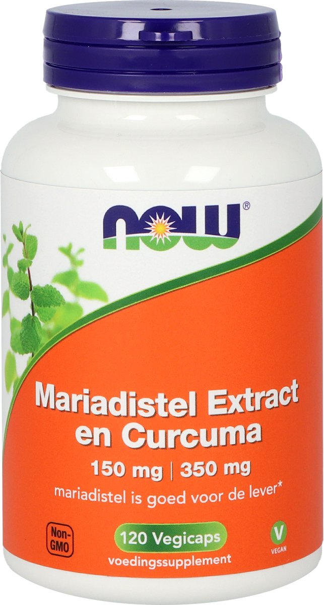 NOW Mariadistel extract 150mg en curcuma 350mg 120 Vegetarische capsules