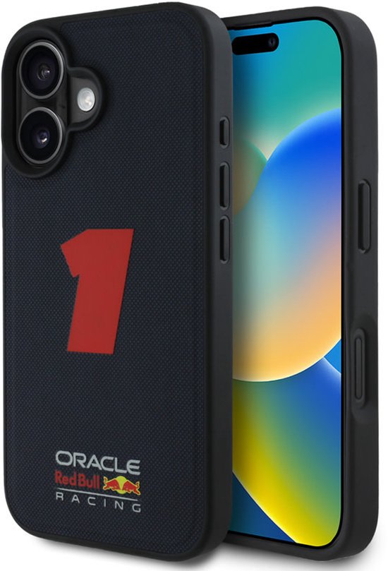 Red Bull Racing iPhone 16 Backcover hoesje Magsafe Meshed - 3D Rubber Number 1 - Navy van Red Bull Racing — afbeelding 4