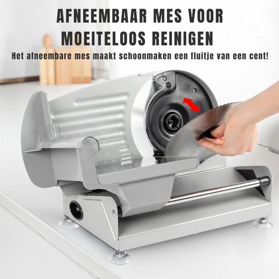 Trancheuse à viande Zylo® - Trancheuse multi-usages - Trancheuse à viande pour la maison - Trancheuse multifonctionnelle avec Ø 190 mm - 27 x 19 x 24 cm - Argent