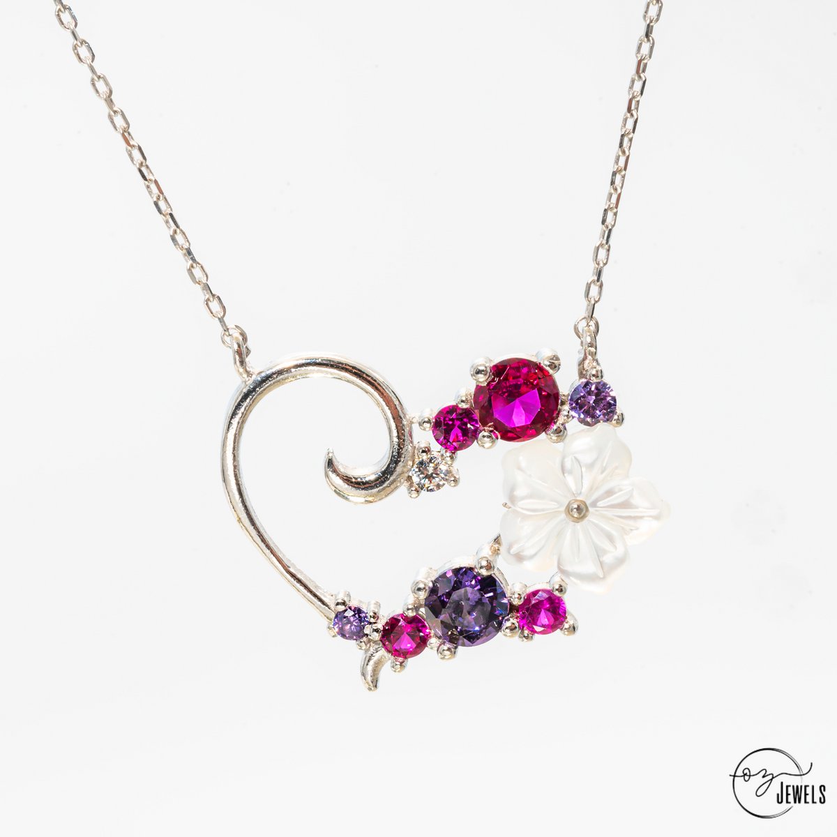 OZ Jewels – Liefdessymfonie Magnolia Ketting – Zilver – Dames – Sierlijk