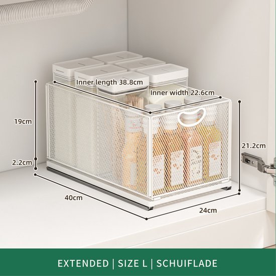 Tiroir coulissant sans perçage | Tiroir sans perçage | Organisateur pour évier | Rangement pour sièges-auto de Cuisine | Organisateur de comptoir | Étagère à épices | Organisateur d'évier