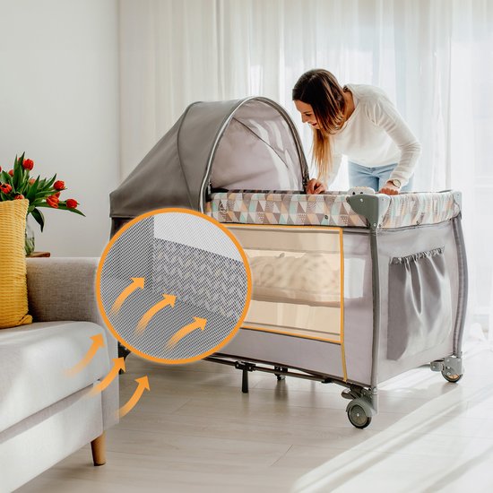 Lionelo Sven Plus - Meegroeibed - Campingbedje - 127x60cm - tot 15kg - SET 2in1 - Co-sleeper van LIONELO — afbeelding 2