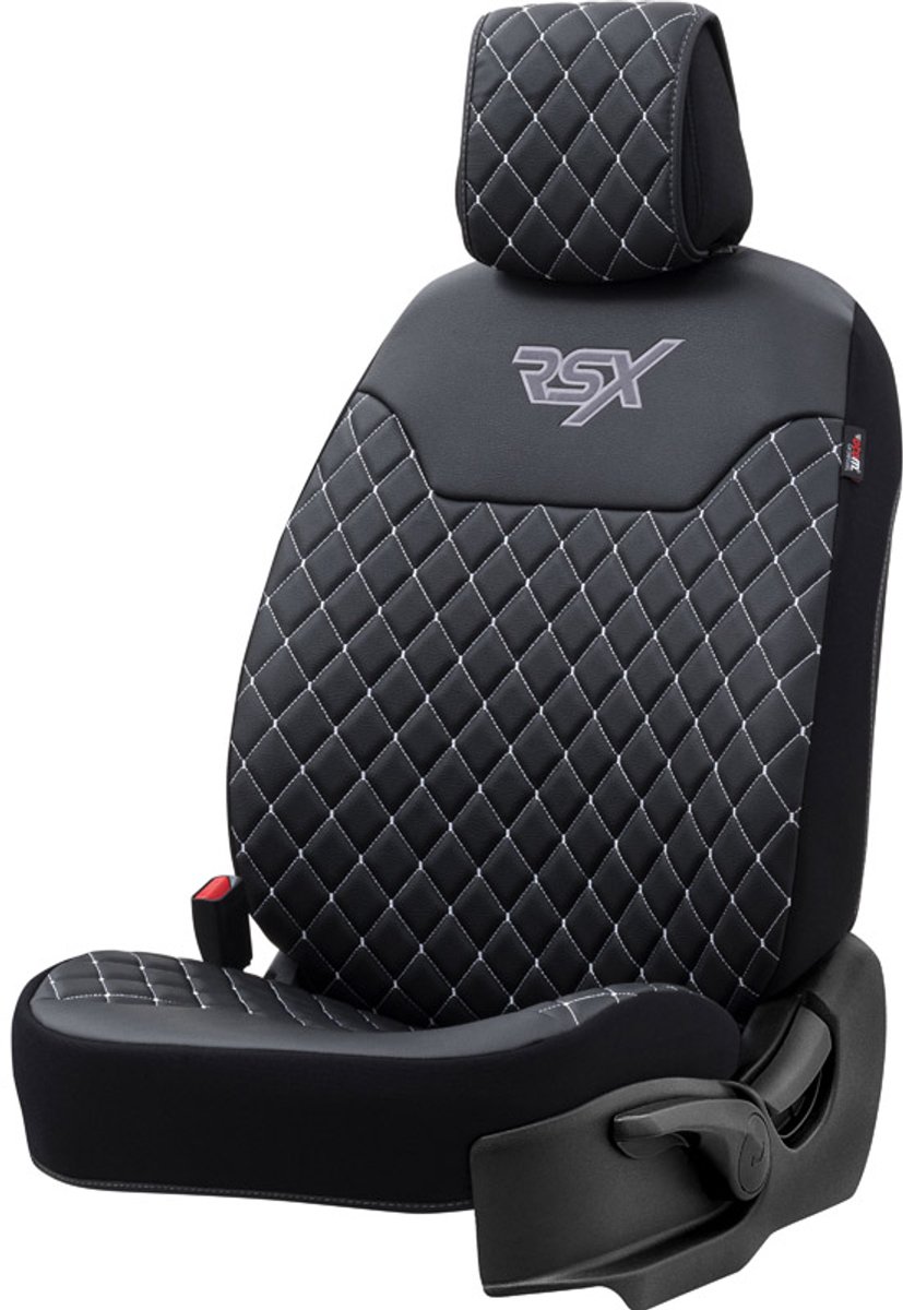 Stoelbeschermer RSX Diamond zwart met wit stiksel (eenvoudige montage) - kunstleer
