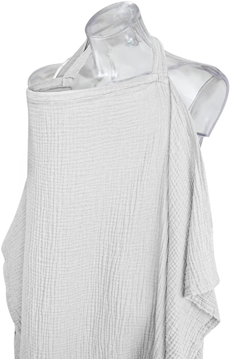 Voedingsdoek - Borstvoedingsdoek - Borstvoeding Doek - Borstvoeding sjaal - borstvoedingsschort - Voedingscape - Afschermdoek - Lichtgrijs - 71*95 cm - Katoenen - Verstelbaar - Uitwasbaar - Kraamcadeau - Borstvoedingsaccessoires