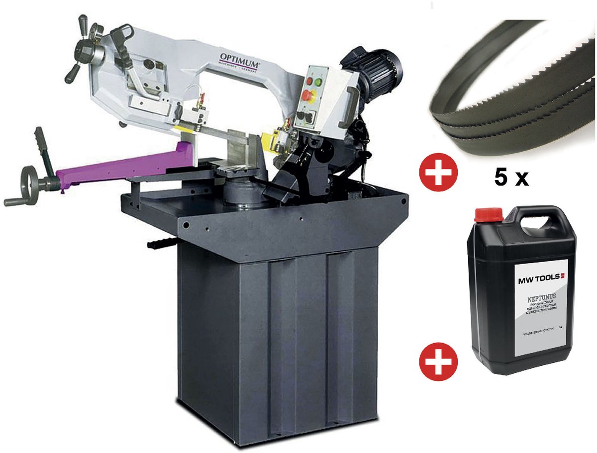 Metaalbandzaag 0-60° zaagcapaciteit rond 225 mm 1,5 kW 230V hoogte zaagblad 27 mm incl. 5 lintzagen 1 bus koelmelk Optisaw S275NV PACK 1