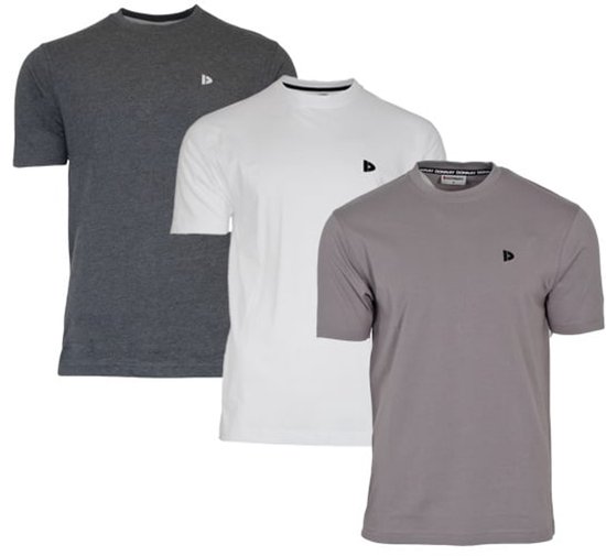 Foto: 3 pack donnay t shirt vince sportshirt heren charcoal white steel grey 714 maat xl