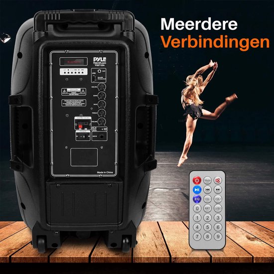 Pyle Bluetooth Luidspreker - 1200 W Draagbare Speaker - 30 cm Subwoofer - LED Batterij Indicatorlampjes met Ingebouwde Oplaadbare Batterij - MP3, USB, SD-Kaartlezer - Draadloze Microfoon — afbeelding 5
