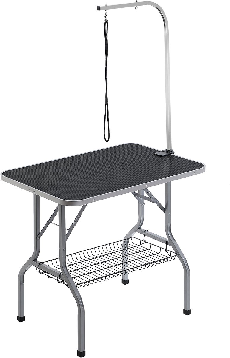 Vevor Verzorgingstafel 985x615x1662mm Scheertafel RVS Hondenverzorgingstafel 150kg Laadvermogen Kaptafel Hond Opvouwbare Huisdieren Verzorgingstafel 914,4x609,6mm Desktop Ideaal voor Baden Trimmen Drogen Borstelen Zwart