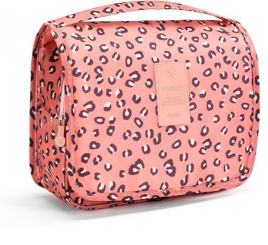 YONO Reis Toilettas Hangend met Haak - Toiletzak Dames en Heren - Meisje - Luipaard - Roze