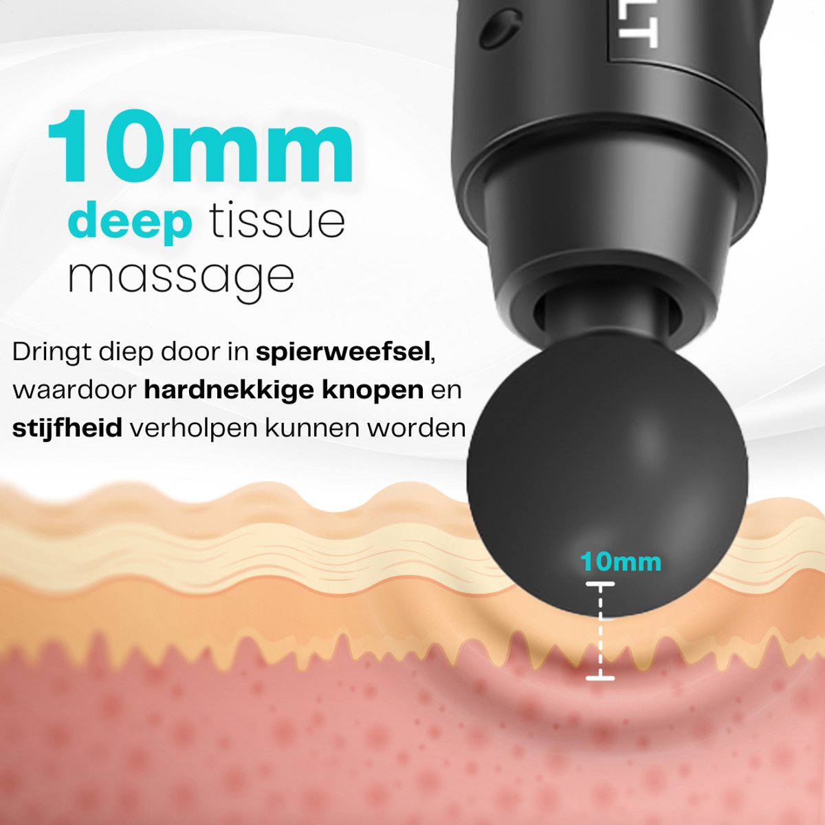 Afbeelding 3 van Revolt - Massage Gun - 30 Verschillende Snelheden - 6 Opzetstukken - Luxe Opbergkoffer - Massage Apparaat Professoineel - Massage Pistool - Deep Tissue - Voor Spierherstel & Blessures - Hoge Amplitude