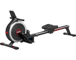 Magnetische roeimachine - Roeiapparaat voor oefeningen - met LED-display en 16 weerstandsniveaus - Maximale capaciteit 150KG - Zwart
