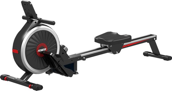 Magnetische roeimachine - Roeiapparaat voor oefeningen - met LED-display en 16 weerstandsniveaus - Maximale capaciteit 150KG - Zwart