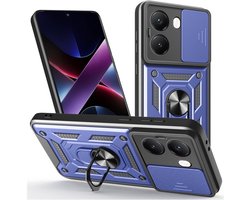 Coverup Hoesje - Geschikt voor Xiaomi Poco X7 Pro Hoesje - Coverup Armor Ring Kickstand Back Cover met Camera Shield - Blauw