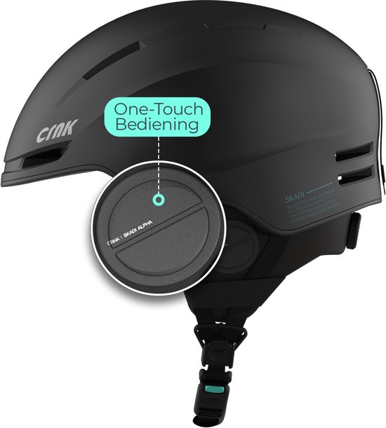 Skihelm - Ski helm met Bluetooth - Skihelm Heren - Skihelm Dames - Muziek luisteren en handsfree bellen - 10 uur accu - Zwart - Maat M - CRNK SKADI ALPHA