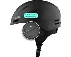 Skihelm - Ski helm met Bluetooth - Skihelm Heren - Skihelm Dames - Muziek luisteren en handsfree bellen - 10 uur accu - Zwart - Maat L - CRNK SKADI ALPHA