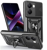 Coque Coverup - Adaptée à la coque Xiaomi Poco X7 Pro - Coque arrière Coverup Ring Kickstand avec Shield d'appareil photo - Zwart