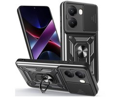 Coverup Hoesje - Geschikt voor Xiaomi Poco X7 Pro Hoesje - Coverup Armor Ring Kickstand Back Cover met Camera Shield - Zwart