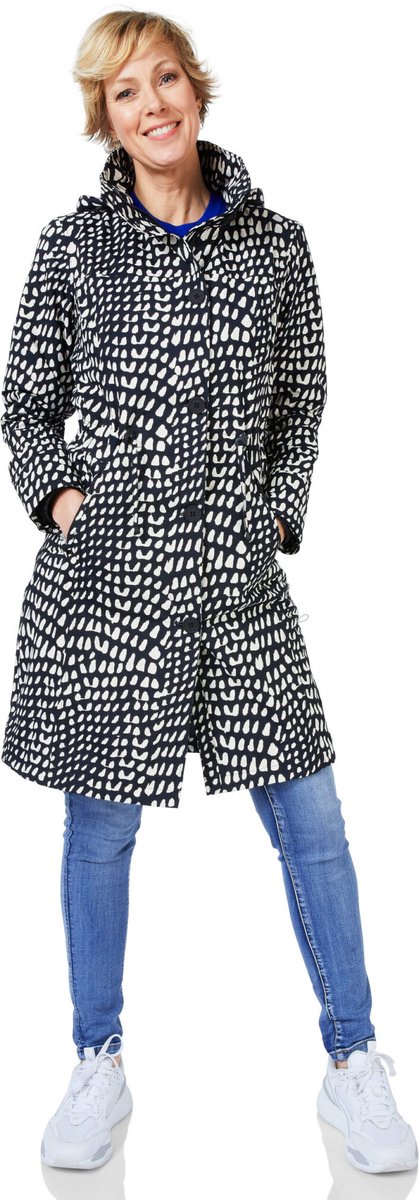 Happy Rainy Days Lange Regenjas Dames Porto print Graphic Zwart Beige