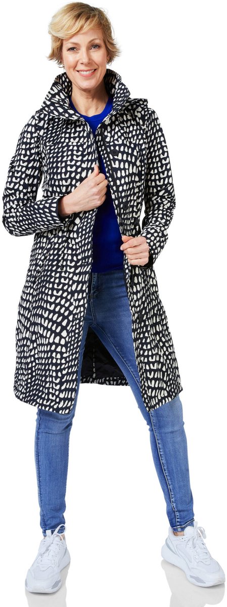 Happy Rainy Days Lange Regenjas Dames Porto print Graphic Zwart Beige