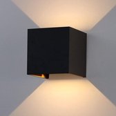 Luminize Wandlamp zwart voor binnen en buiten - buitenlamp - 2700k - NIET OPLAADBAAR - 10×10 cm